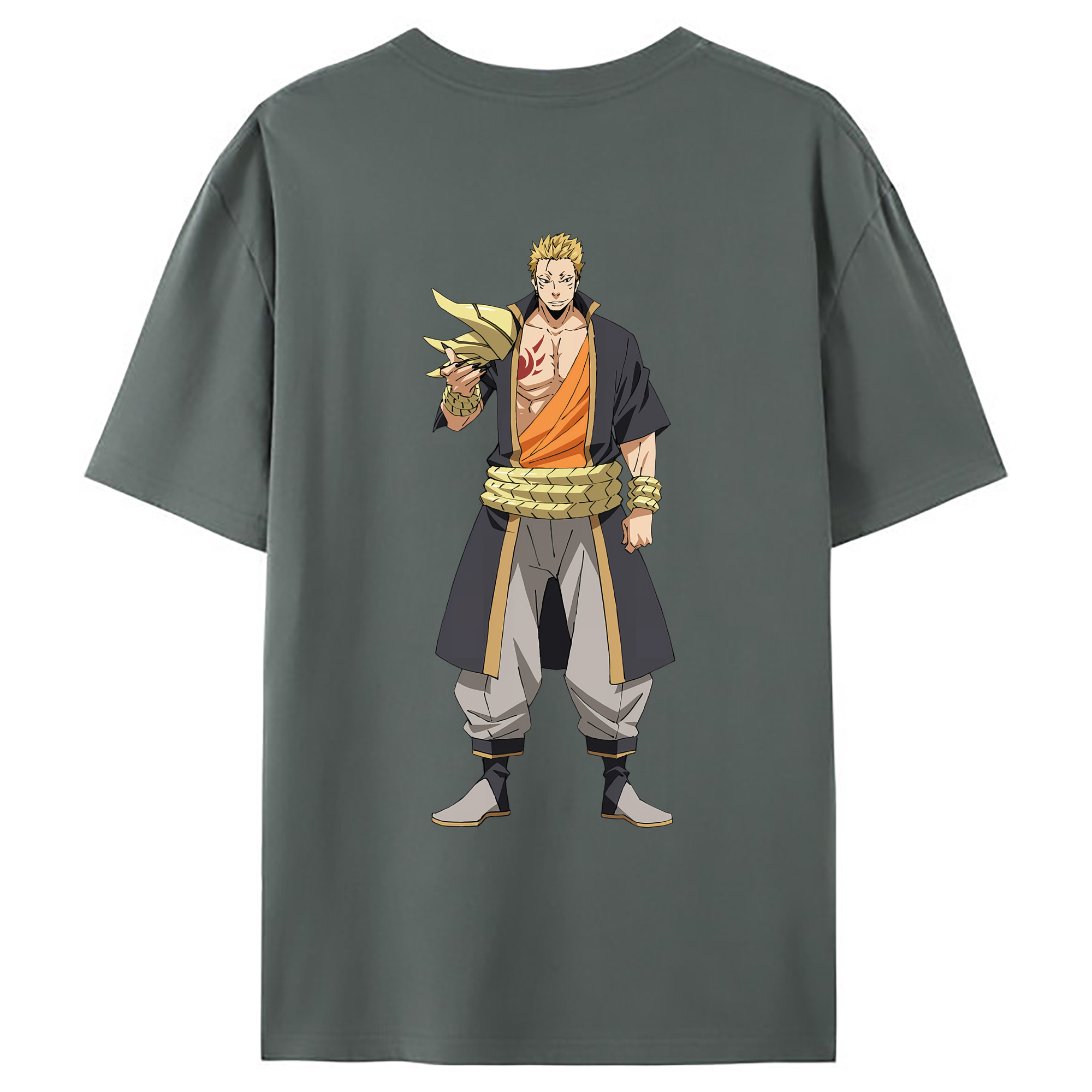 （画像用） 転スラ Regarding Reincarnated to Slime 綿100％ メンズ半袖Tシャツ（バックプリント） 通気性
